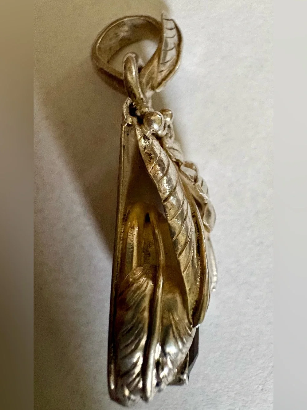 Vintage sterling Silver and smoky quartz pendant with beautiful detailing